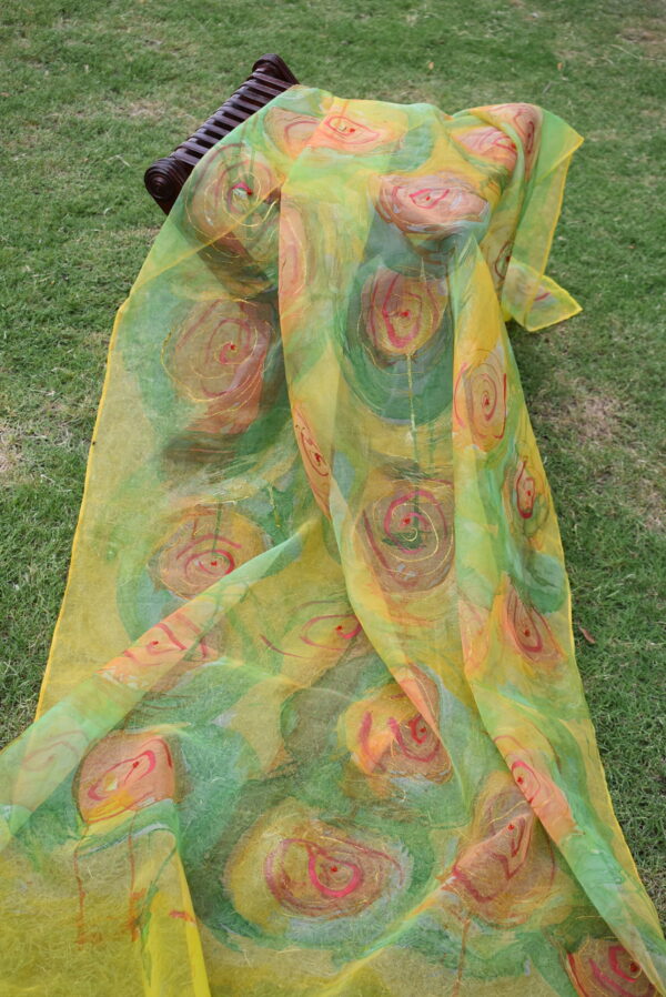 Asfar Combination of Yellow & Green Floral Dupatta