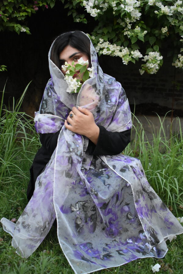 Morada Hand Painted Two Shaded Dupatta - Image 2