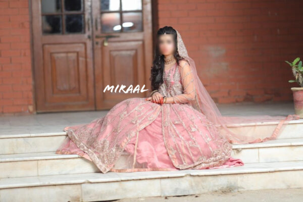 Bridal Dress Rose Pink Combination of Net and Silk. Skirt with attached cancan. - Image 6