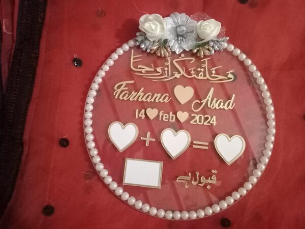 Acrylic Nikkah thumb board with Custom Names & Calligraphy