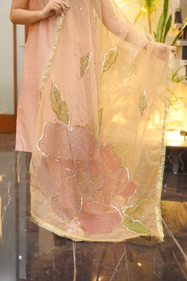 Peach Hand painted dupatta - Image 3